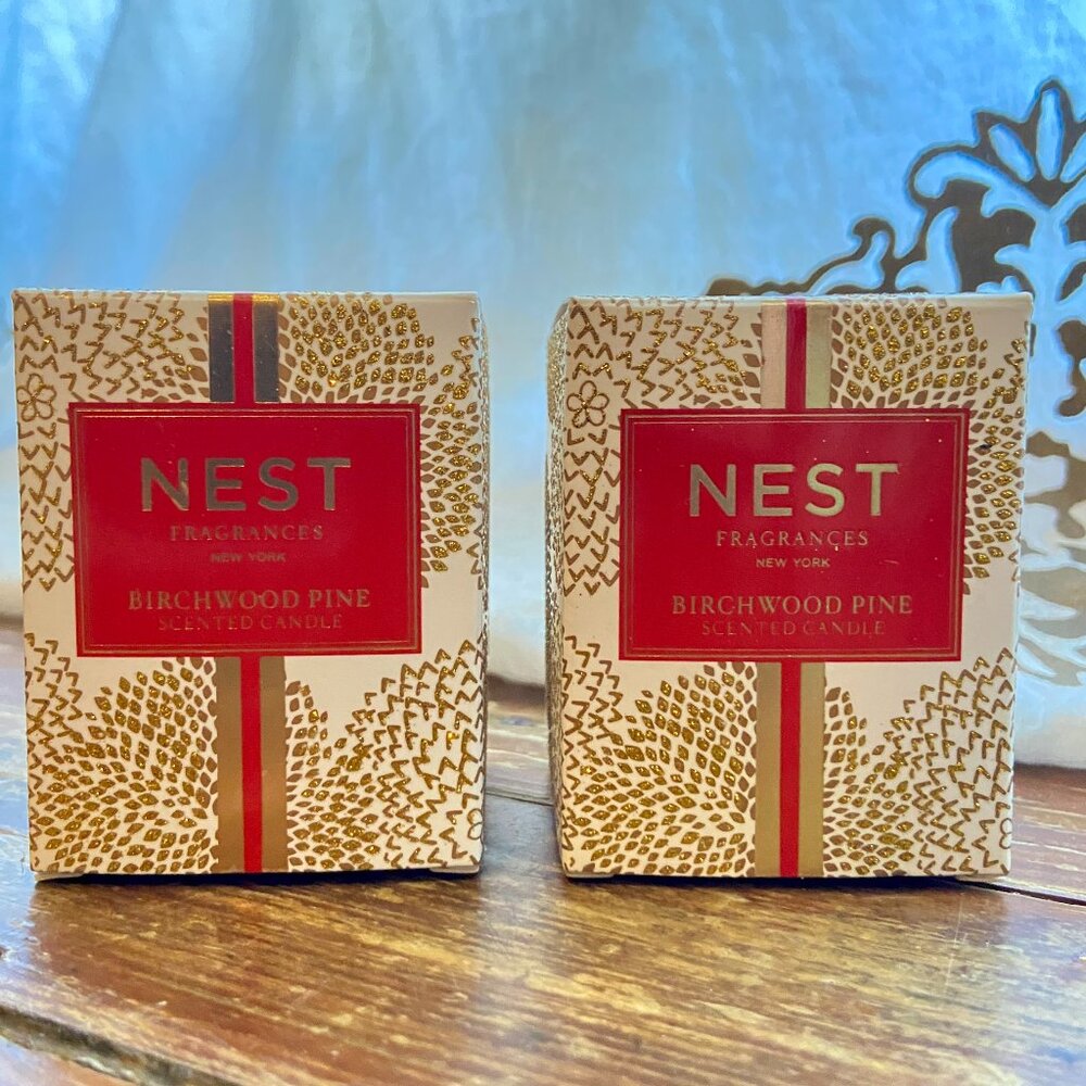 2 ~ Nest Fragrances Votive Holiday Candle Birchwood Pine Scented 2.0 oz New NIB